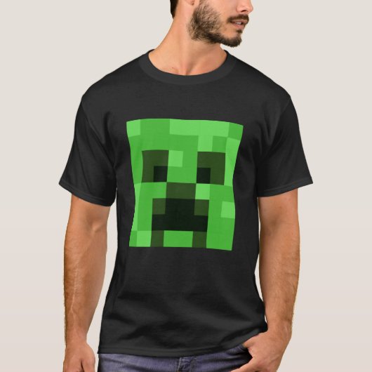 Minecraft Creeper Pixelated Big Face Character T-shirt (Voorkant)