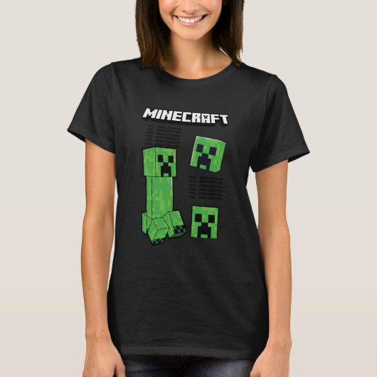 Minecraft Creeper With Floating Heads Design T-shirt (Voorkant)