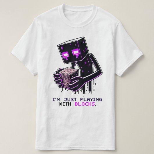 Minecraft Enderman, ik speel gewoon met blokken, T-shirt (Design voorkant)