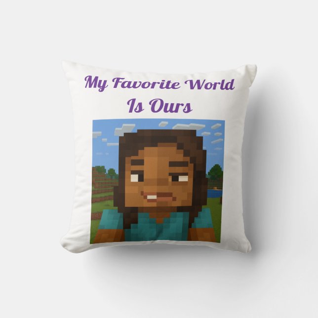 Minecraft-Inspired Gamer Pillow | Pixel Art Couple Kussen (Voorkant)
