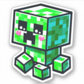 Minecraft, Schattige Creeper, Minecrafter, Chibi K Sticker (Voorkant)