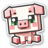Minecraft, Schattige Varken, Minecrafter, Chibi St Sticker (Voorkant)