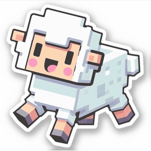 Minecraft, Schattigee schapen, Minecrafter, Chibi Sticker (Voorkant)