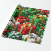 Minecraft Style Christmas Present Box Gift Wrap Cadeaupapier (Uitgerold)