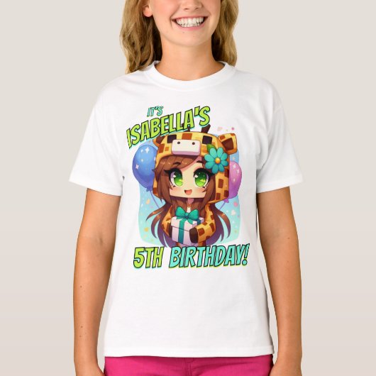 Minecraft Verjaardag, Schattige meisje, Minecrafte T-shirt (Voorkant)