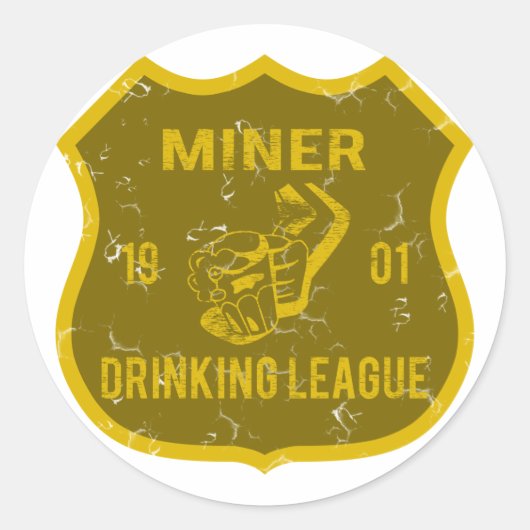 Miner Drink League Ronde Sticker (Voorkant)