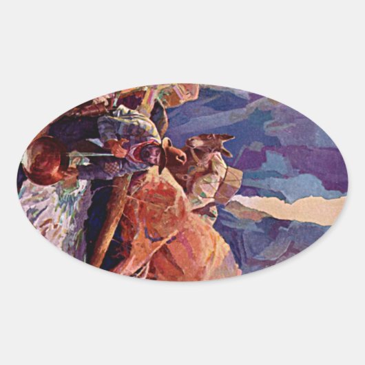  miner- en Donkerschilderen Ovale Sticker (Voorkant)