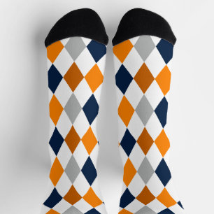 Miner Oranje en Navy Argyle-patroonSocks Sokken