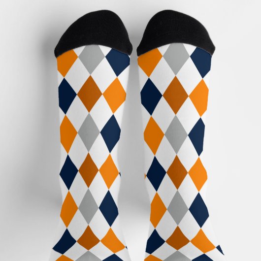 Miner Oranje en Navy Argyle-patroonSocks Sokken (Top)