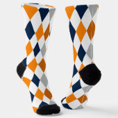 Miner Oranje en Navy Argyle-patroonSocks Sokken (Gebogen)