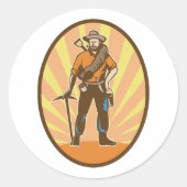 Miner Prospector Ronde Sticker (Voorkant)