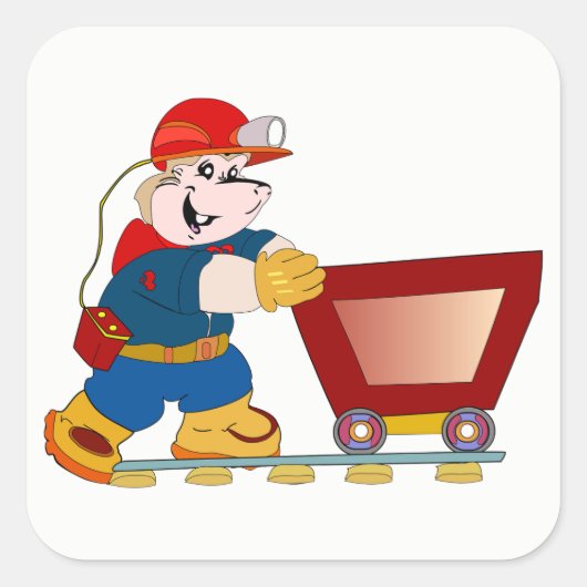 Miner Vierkante Sticker (Voorkant)