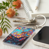 Mineraal chalcopyriet gemstone kristalsteen steen sleutelhanger (Voorkant Rechts)