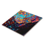 Mineraal chalcopyriet steen zwart blauw goud tegeltje (Zijkant)