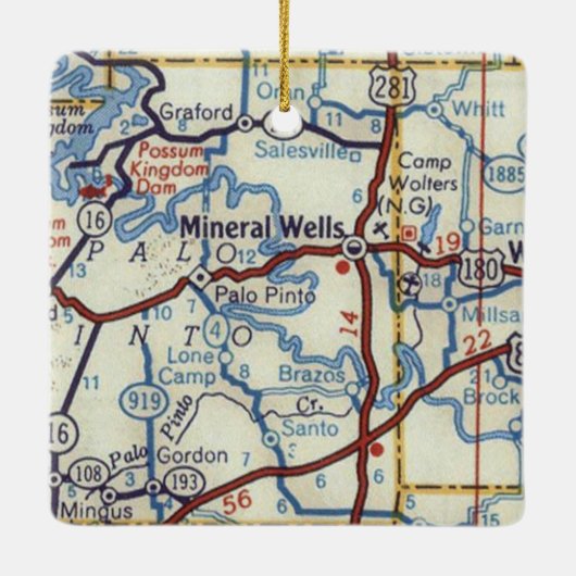 Mineral Wells Texas  Map Keramisch Ornament (Achterkant)