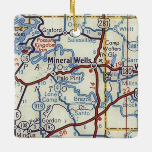Mineral Wells Texas  Map Keramisch Ornament (Voorkant)