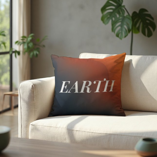 Minerale ader - Aardse organische gradiënt Kussen (Earthy Gradient Pillow. Modern refined comfort with organic slate blue & terracotta tones.)