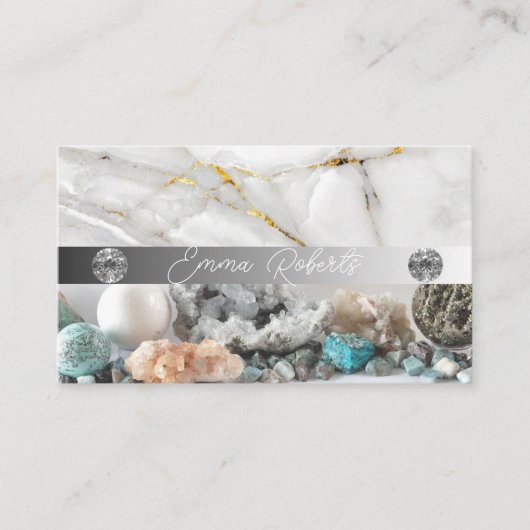 Minerale Amethyst Crystal Quartz Texture Business Visitekaartje (Voorkant)