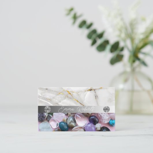 Minerale Amethyst Crystal Quartz Textuur Visitekaartje (Staand voorkant)