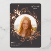 Minerale Floral Folie Foto Afstuderen aankondiging (Voorkant)