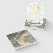 Minerale textuur van het zwarte en Witte Kwartz Stenen Onderzetter (Zijkant)