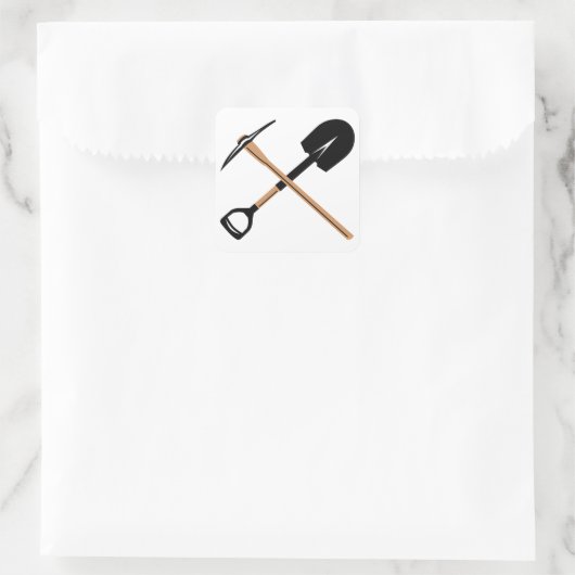 Minerale tools vierkante sticker (Tas)