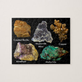 Mineralen - Barite Mica Koper Amethist Malachiet Legpuzzel