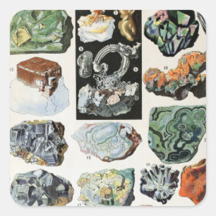  mineralen Rocks Geology Vierkante Sticker