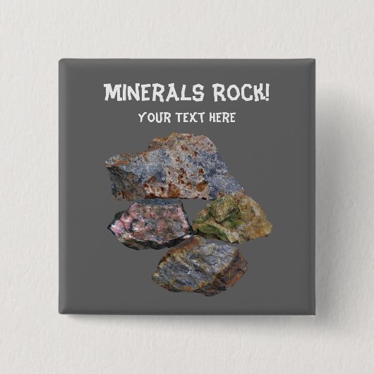 Minerals Rock Collectors Funny Vierkante Button 5,1 Cm (Voorkant)