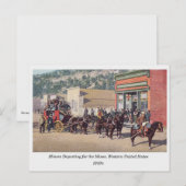 Miners op paardendraden, Old West, 1910 Briefkaart (Voorkant / Achterkant)