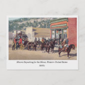 Miners op paardendraden, Old West, 1910 Briefkaart (Voorkant)