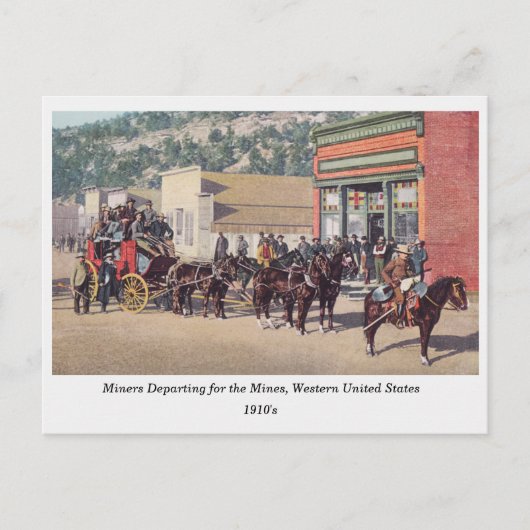 Miners op paardendraden, Old West, 1910 Briefkaart (Voorkant)