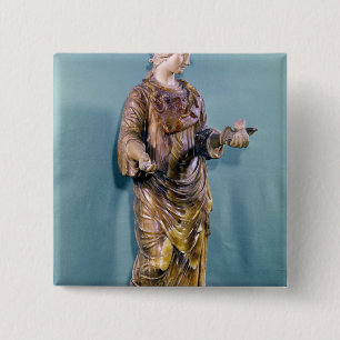 Minerva met een olifant, kopie van de zesde eeuw vierkante button 5,1 cm