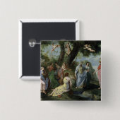 Minerva met Muses Vierkante Button 5,1 Cm (Voorkant /achterkant)