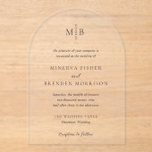 Minerva Modern Elegant Huwelijk Acryl Uitnodigingen (Voorkant)