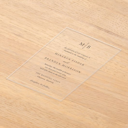 Minerva Modern Elegant Huwelijk Acryl Uitnodigingen (Laagn)