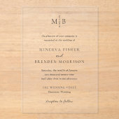 Minerva Modern Elegant Huwelijk Acryl Uitnodigingen (Voorkant)
