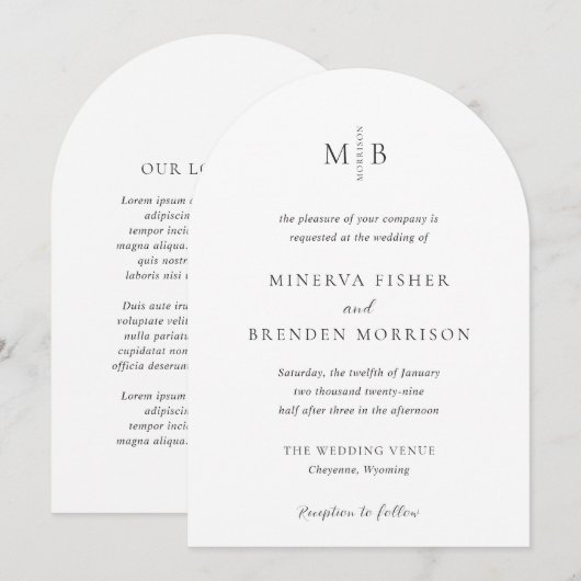 Minerva Modern Elegant Huwelijk Kaart (Voorkant / Achterkant)