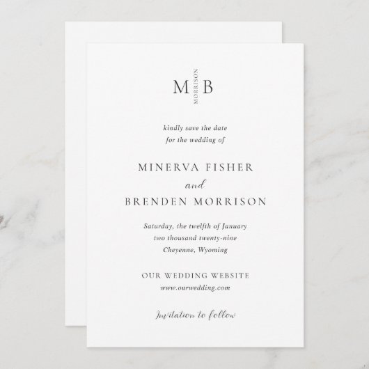 Minerva Modern Elegant Huwelijk Save The Date (Voorkant / Achterkant)