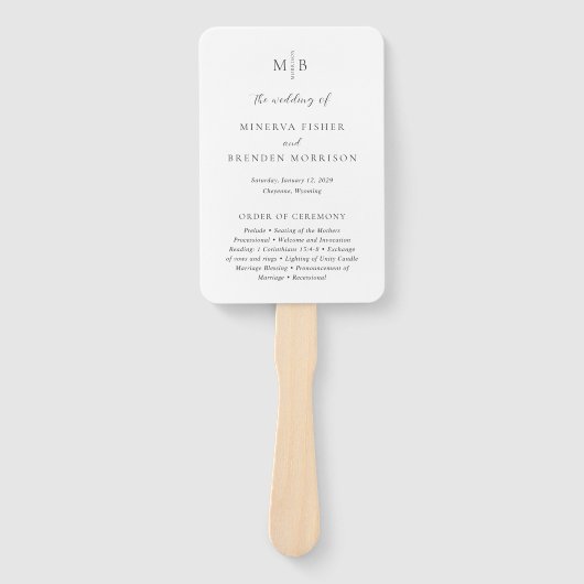 Minerva Modern Elegant Trouwprogramma Handwaaier (Voorkant)