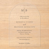 Minerva Modern Elegant Wedding Save the Date Acryl Uitnodigingen (Voorkant)