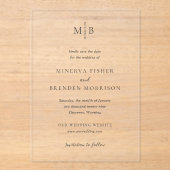 Minerva Modern Elegant Wedding Save the Date Acryl Uitnodigingen (Voorkant)