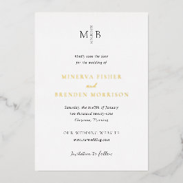 Minerva Modern Elegant Wedding Save the Date Folie Uitnodiging