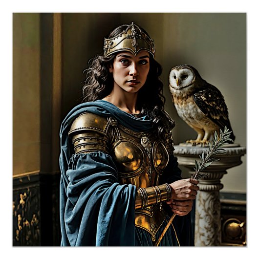 Minerva’s stille wake – Romeinse godin Perfect Poster (Voorkant)