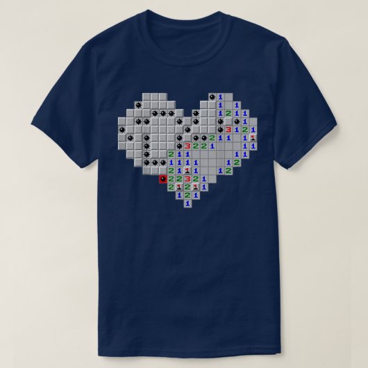 Minesweeper Heart Valentijnsdag T-shirt (Design voorkant)