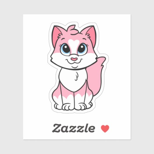 Minette, de roze kitten Sticker (Vel)