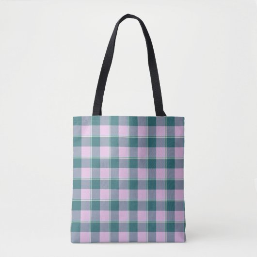 Ming and Melanie Plaid Pink Teal Tote Bag (Voorkant)