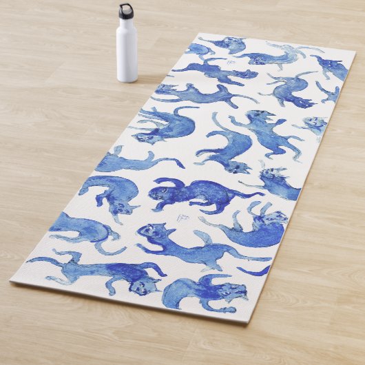 Ming Blauwe Zwevende Katten Yoga Mat (In situ)