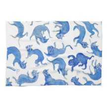 Ming Blue Drijvende Katten Keukenhanddoek - Miao-C