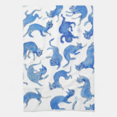 Ming Blue Drijvende Katten Keukenhanddoek - Miao-C (Verticaal)